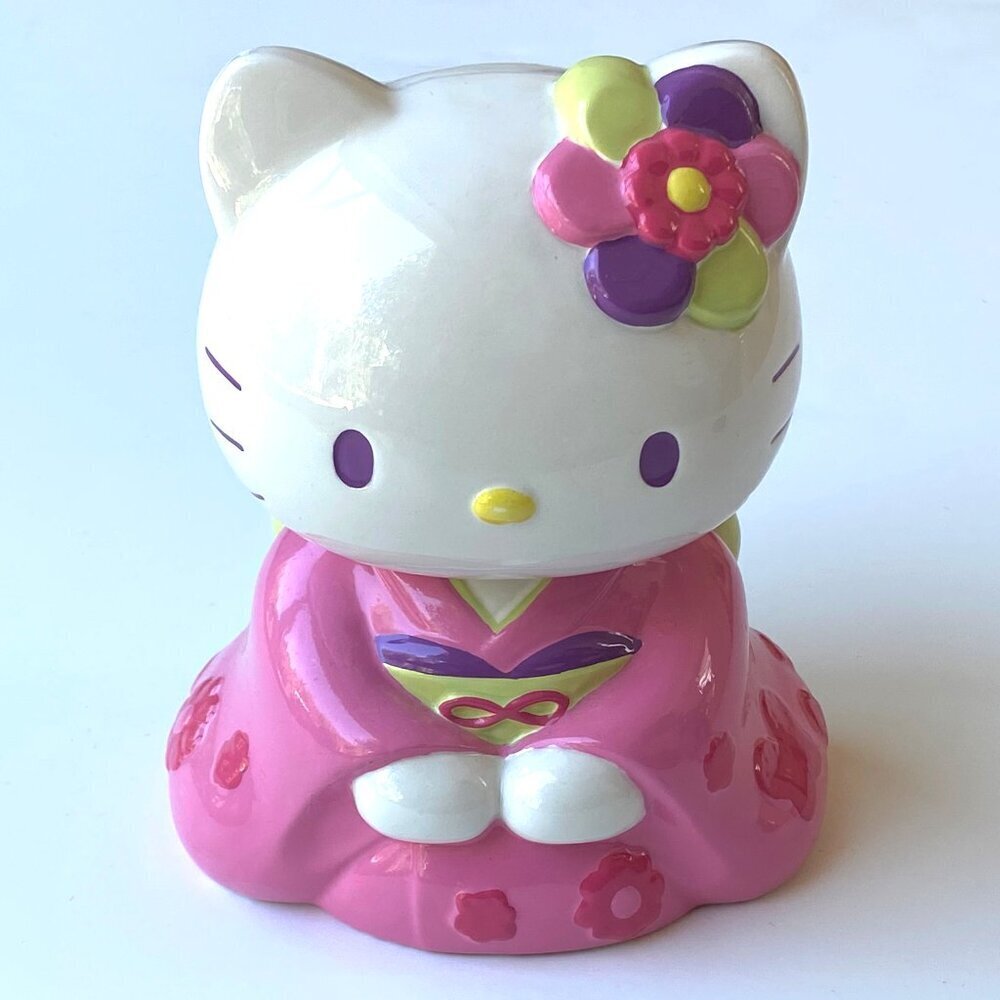 Sanrio Hello Kitty 2008 Ceramic Pink Kimono Piggy Bank